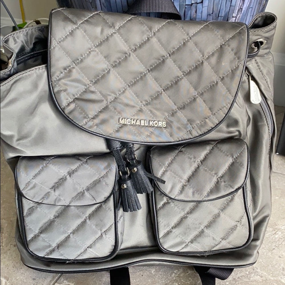 Michael Kora Grey Quilted Bookbag